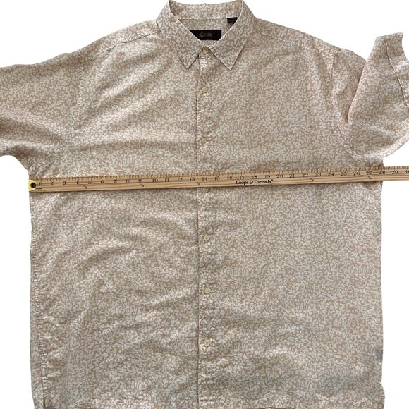 Tasso Elba Mens XXL Short Sleeve Beige Floral Linen Cotton Blend Shirt B… - Picture 7 of 11